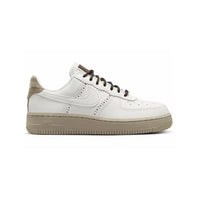 Nike Air Force 1 '07 - White Leather with Brogue Accents and Beige Sole