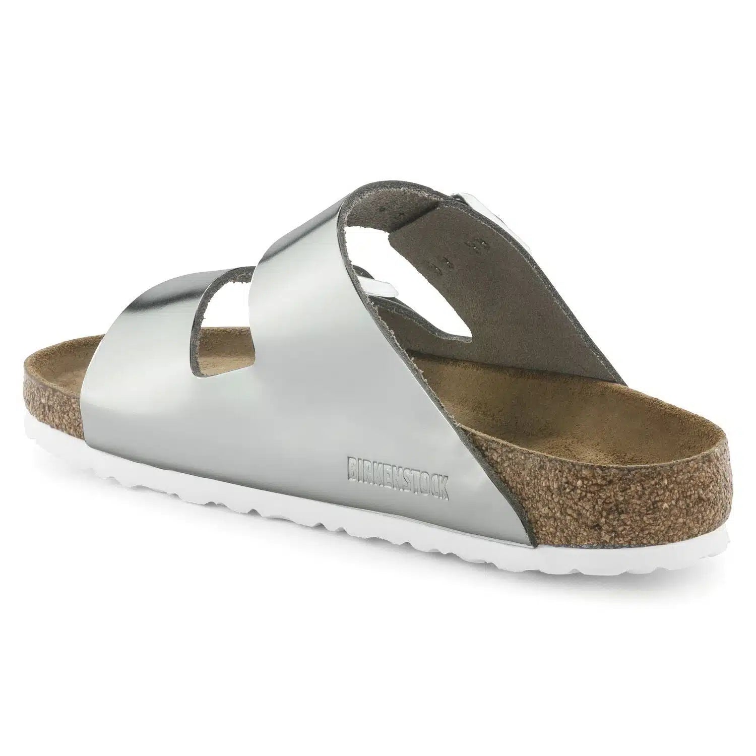 Birkenstock Arizona Soft Footbed Sandals in Silver Birko-Flor