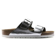 Birkenstock Arizona Soft Footbed Sandals in Silver Birko-Flor