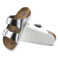 Birkenstock Arizona Soft Footbed Sandals in Silver Birko-Flor