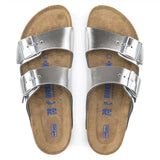 Birkenstock Arizona Soft Footbed Sandals in Silver Birko-Flor