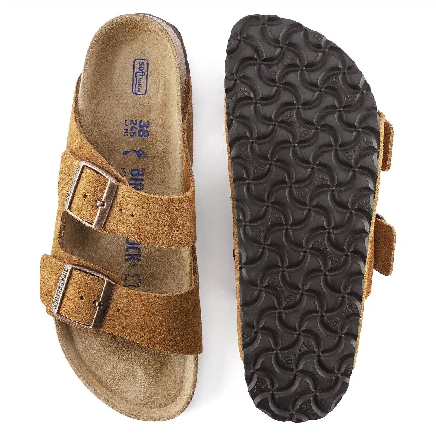 Birkenstock Arizona Soft Footbed Sandals in Suede Brown Leather