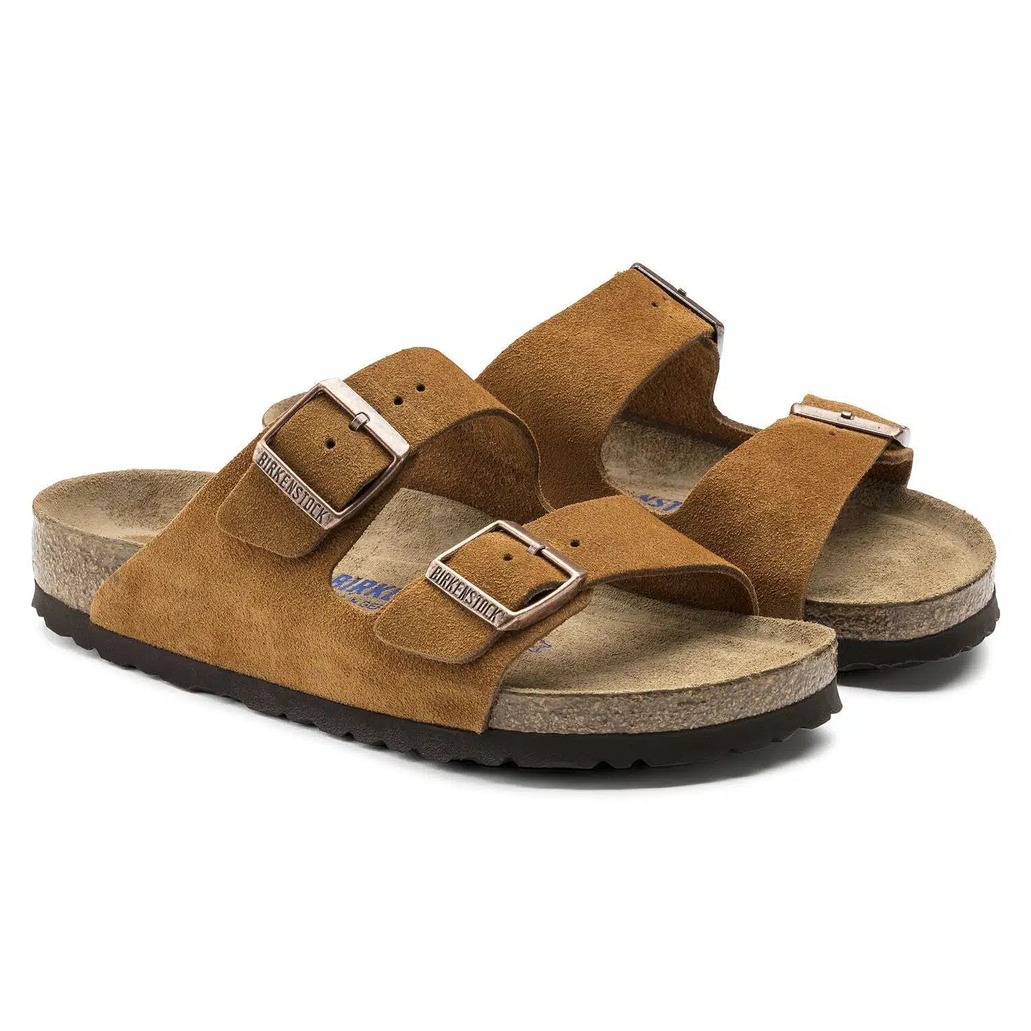 Birkenstock Arizona Soft Footbed Sandals in Suede Brown Leather