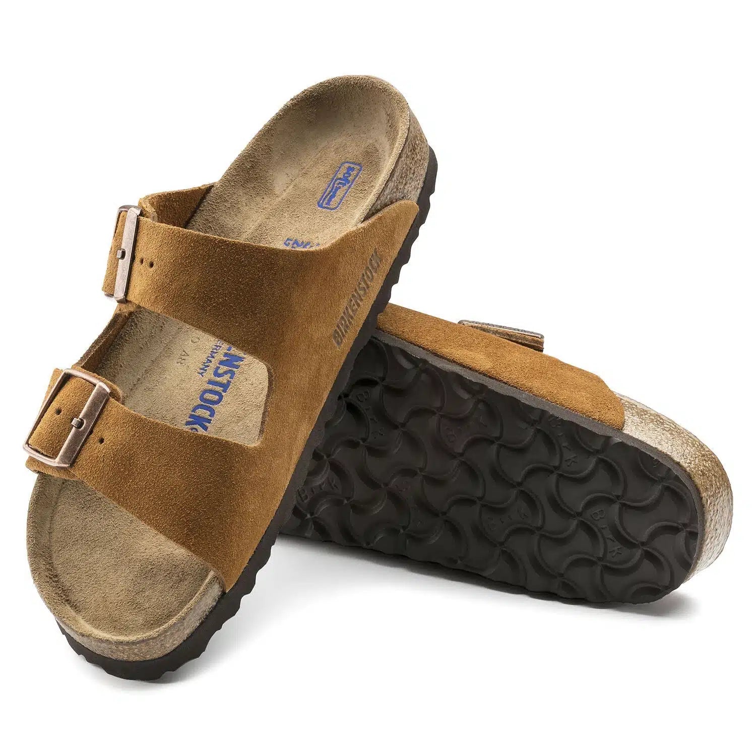Birkenstock Arizona Soft Footbed Sandals in Suede Brown Leather