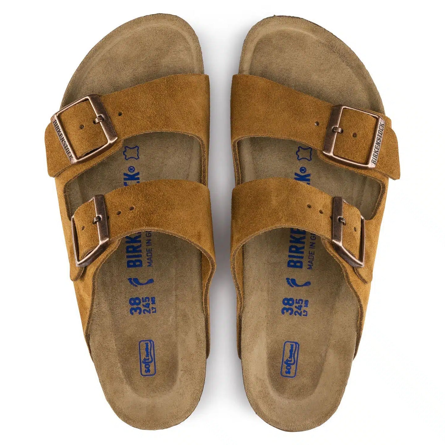 Birkenstock Arizona Soft Footbed Sandals in Suede Brown Leather
