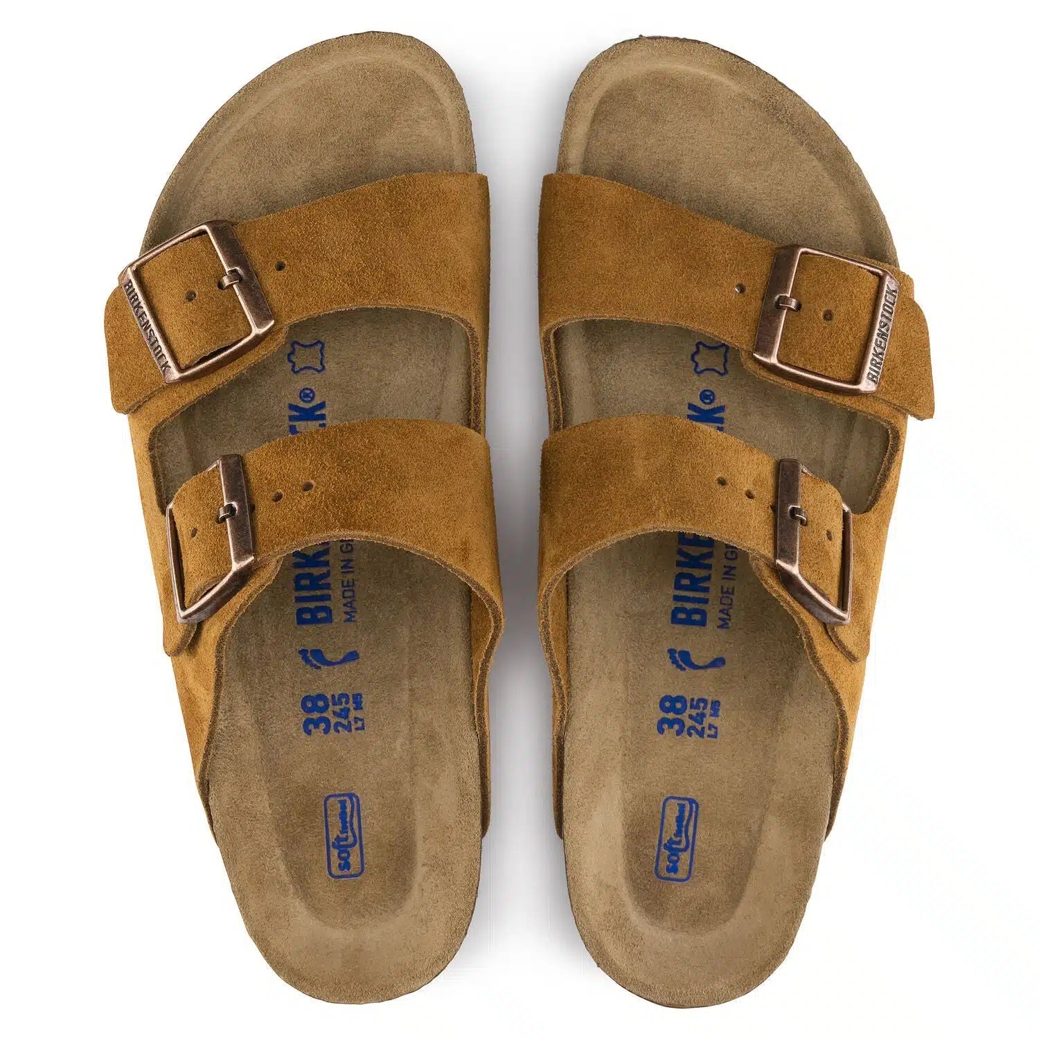 Birkenstock Arizona Soft Footbed Sandals in Suede Brown Leather