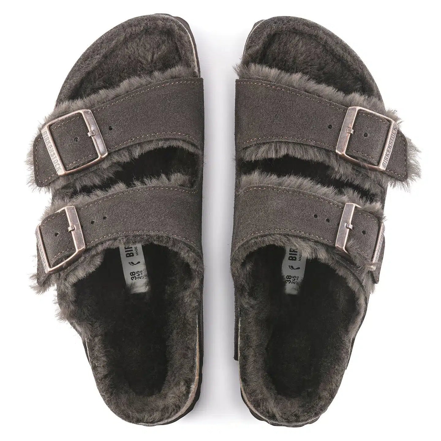 Birkenstock Arizona Shearling Sandals – Elegant Brown Suede Comfort Footwear