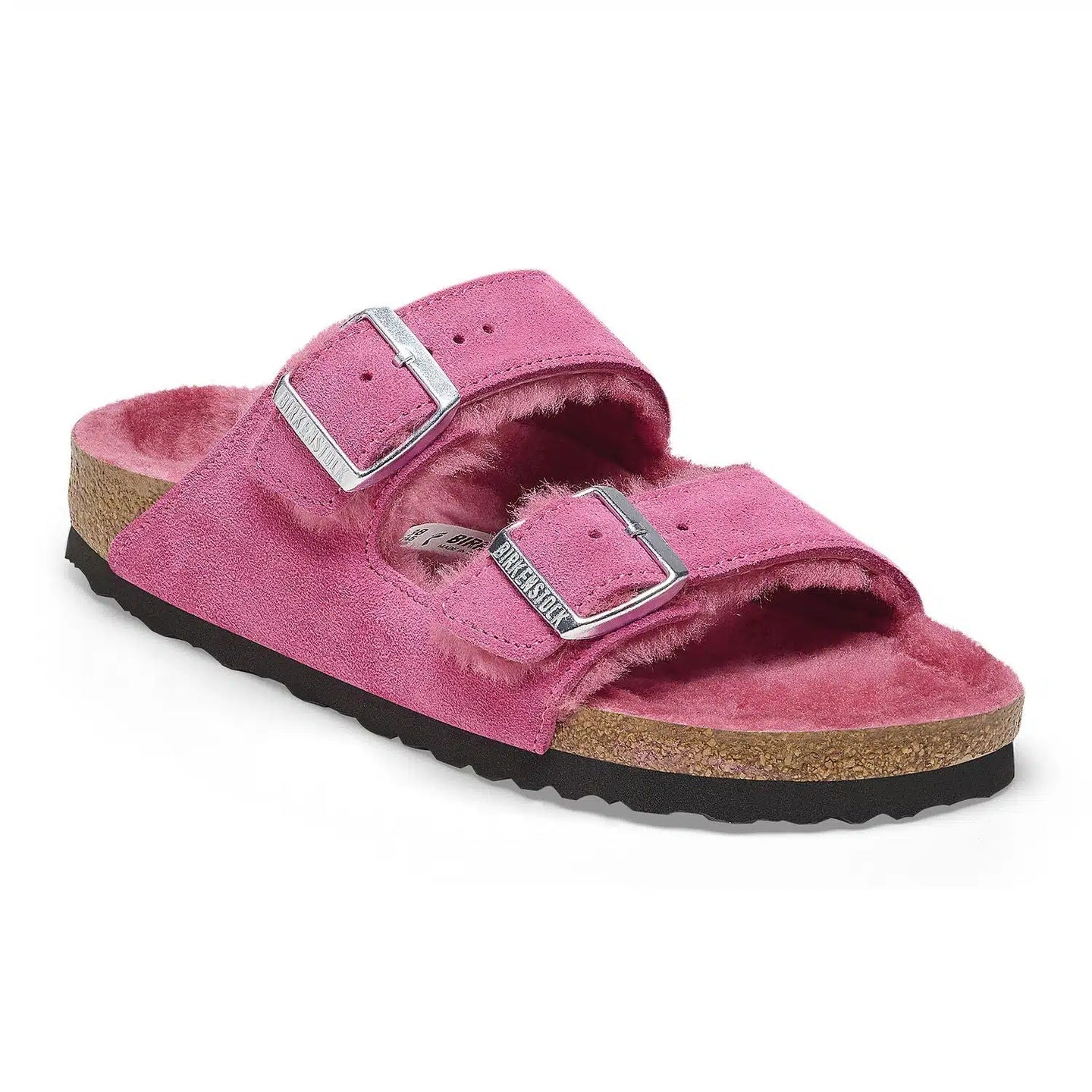 Birkenstock Women's Arizona Sandals - Pink Suede with Shearling Lining