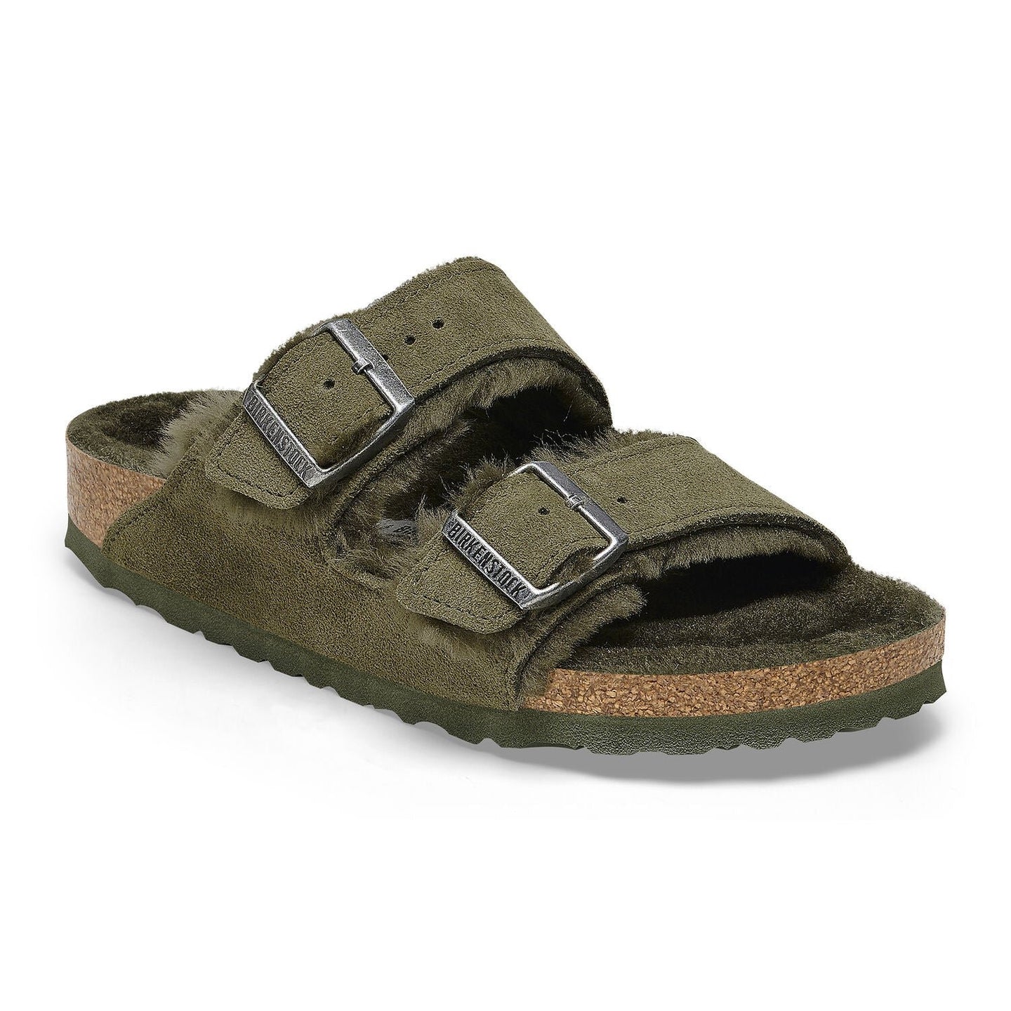 Birkenstock Arizona Green Shearling Suede Sandals – Luxurious Comfort