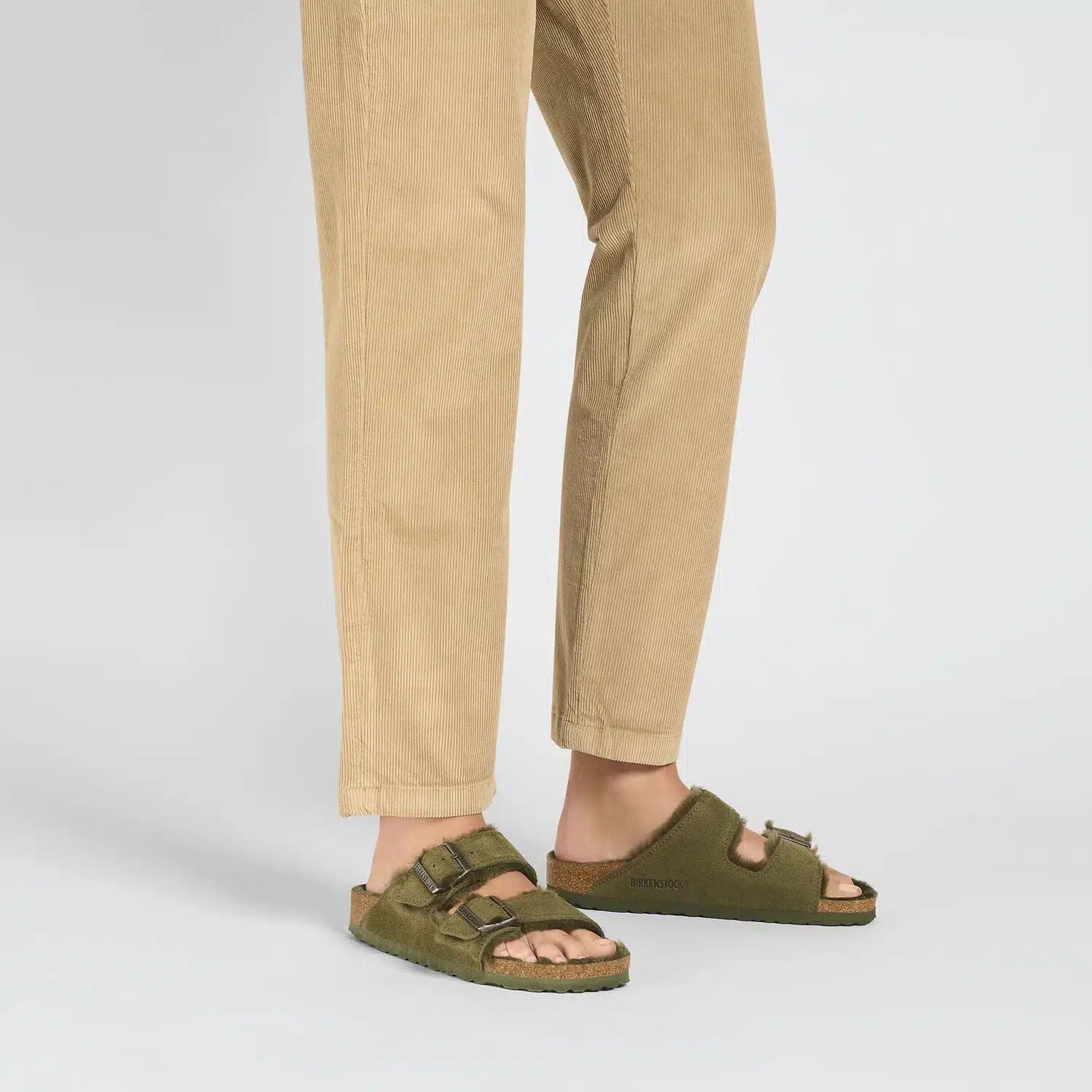 Birkenstock Arizona Green Shearling Suede Sandals – Luxurious Comfort