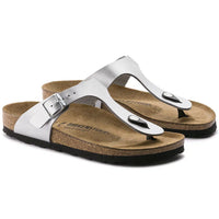Birkenstock Gizeh Silver Birko-Flor Thong Sandals for Women's Comfort