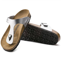 Birkenstock Gizeh Silver Birko-Flor Thong Sandals for Women's Comfort