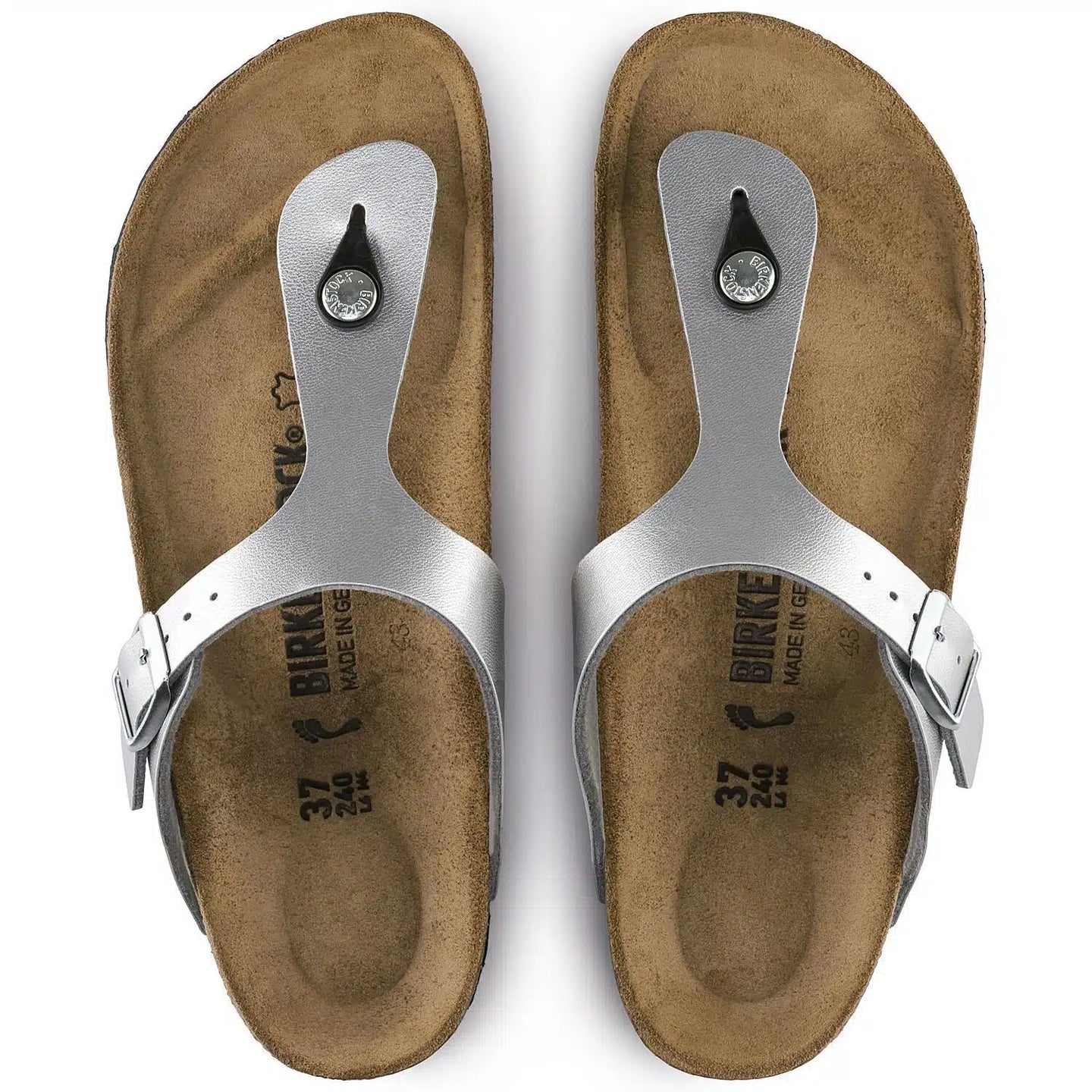 Birkenstock Gizeh Silver Birko-Flor Thong Sandals for Women's Comfort