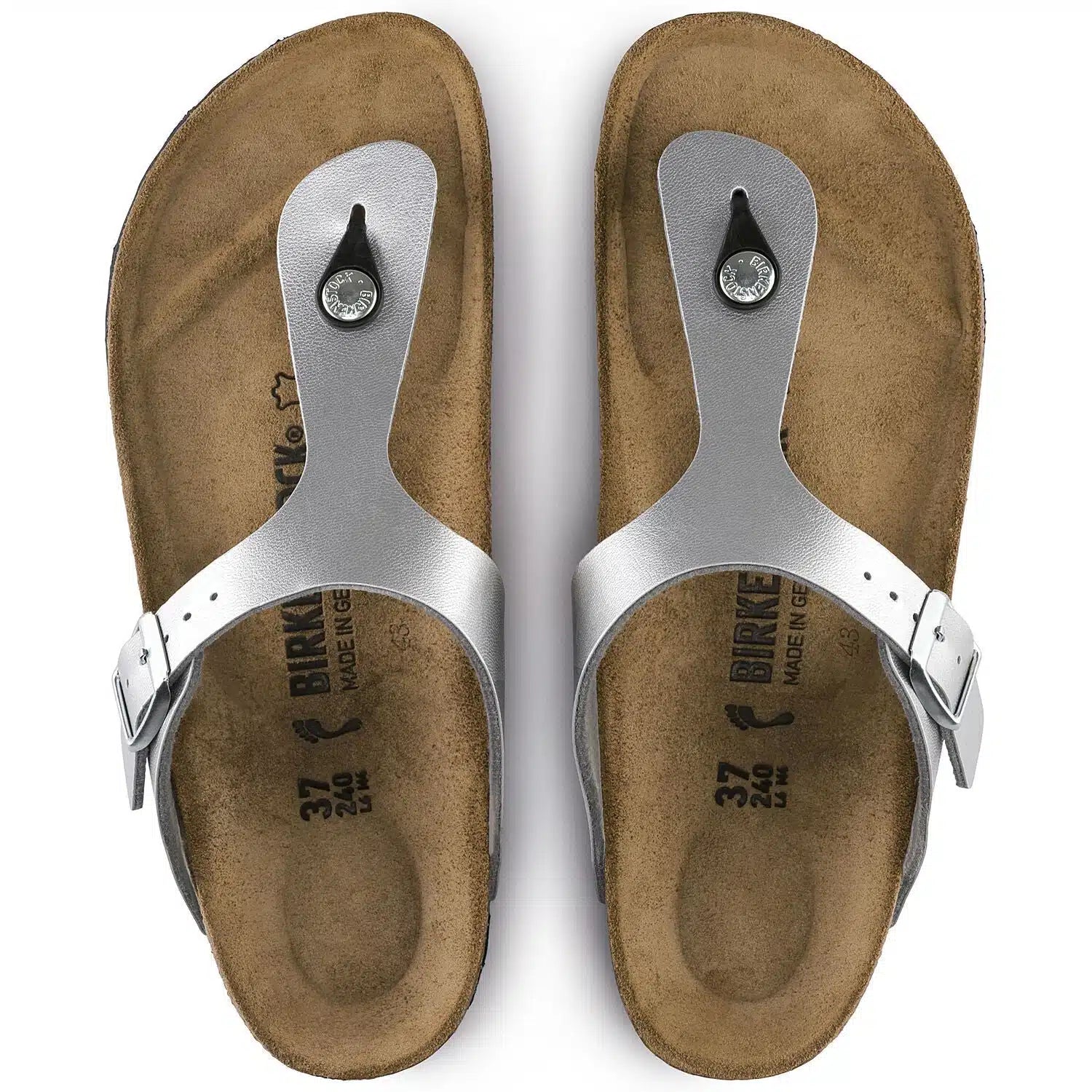 Birkenstock Gizeh Silver Birko-Flor Thong Sandals for Women's Comfort