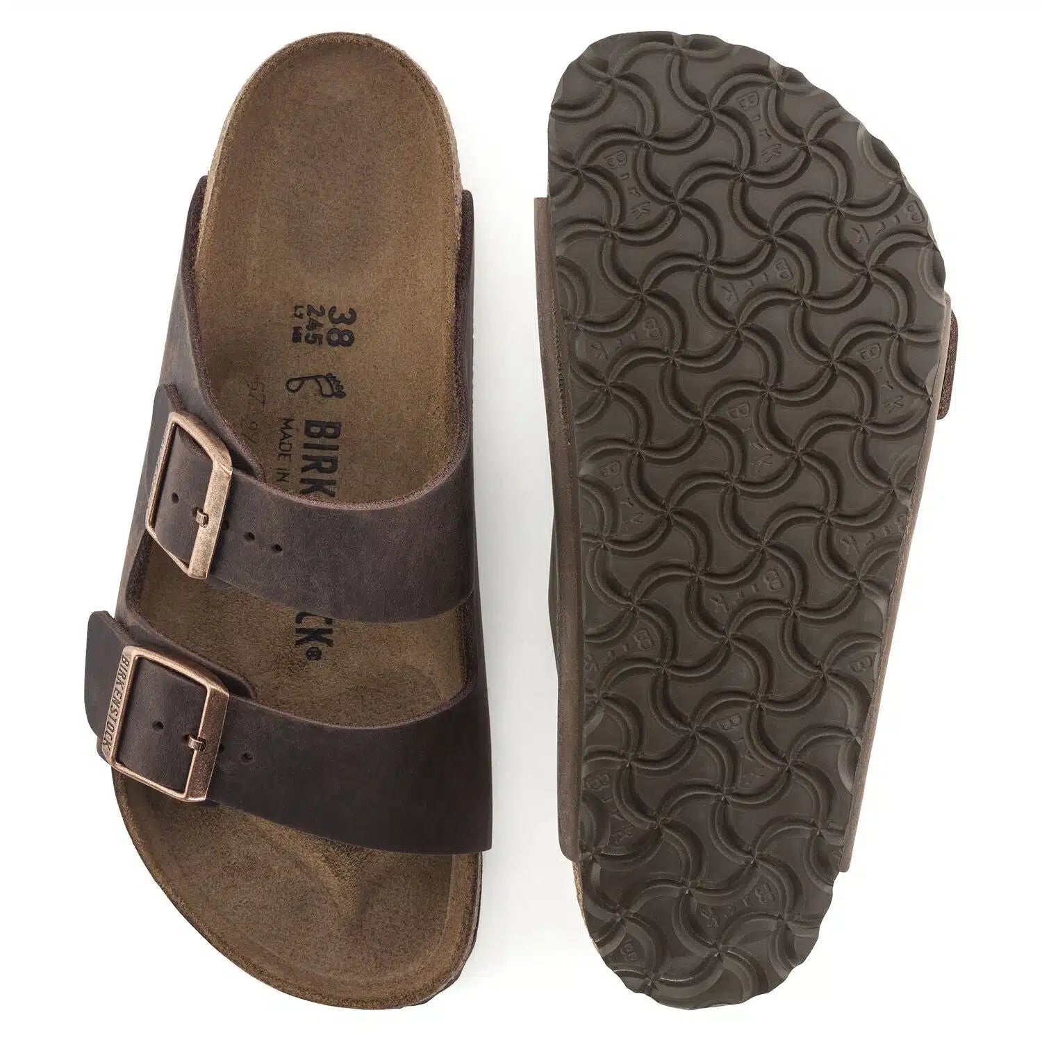 Birkenstock Arizona Soft Footbed Sandals in Dark Brown Oiled Leather
