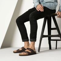 Birkenstock Arizona Soft Footbed Sandals in Dark Brown Oiled Leather