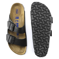 Birkenstock Women's Arizona Black Leather Sandals with Soft Footbed