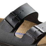 Birkenstock Women's Arizona Black Leather Sandals with Soft Footbed