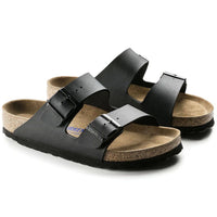Birkenstock Women's Arizona Black Leather Sandals with Soft Footbed