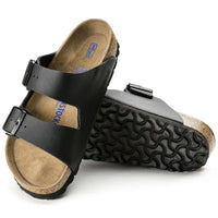 Birkenstock Women's Arizona Black Leather Sandals with Soft Footbed