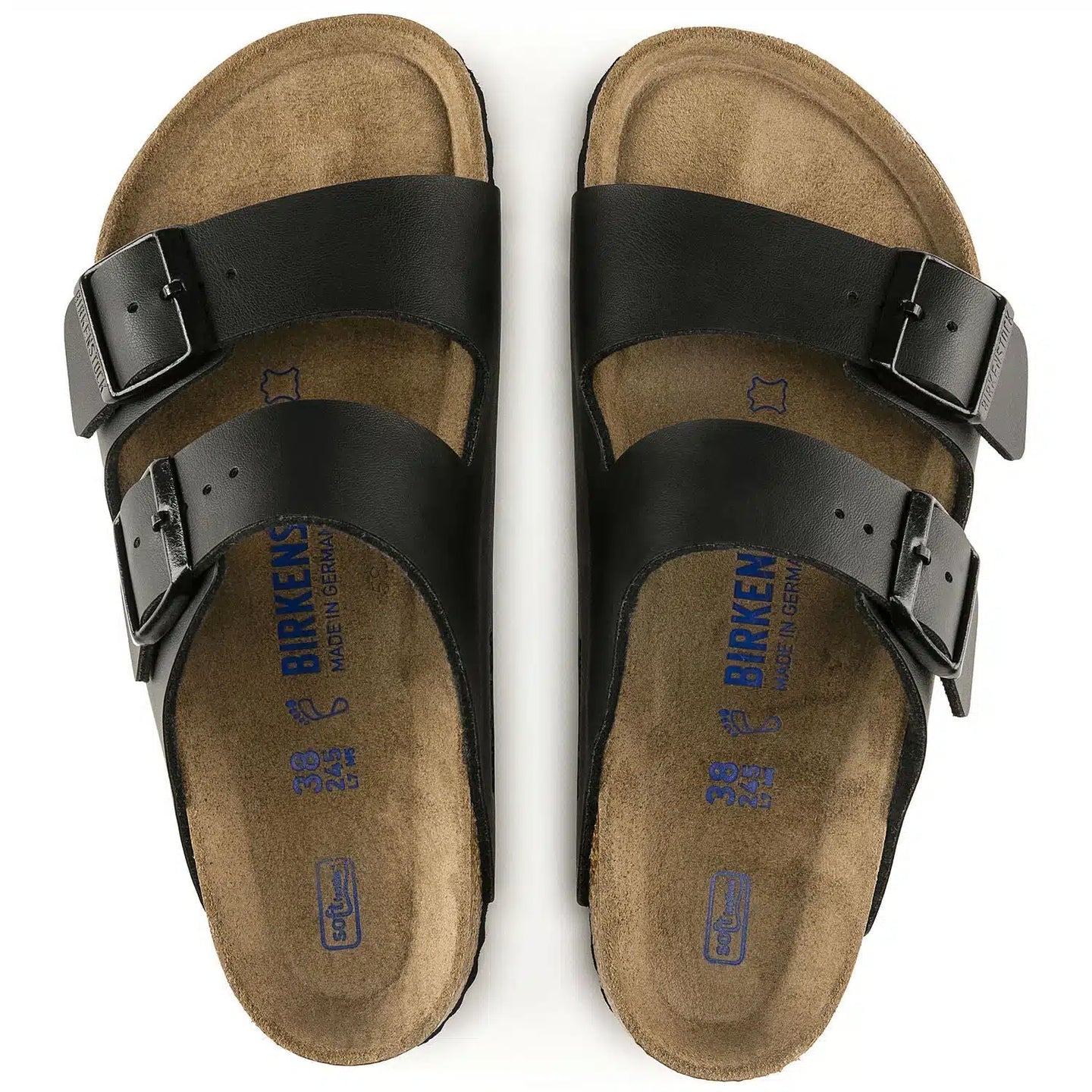 Birkenstock Women's Arizona Black Leather Sandals with Soft Footbed
