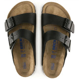 Birkenstock Women's Arizona Black Leather Sandals with Soft Footbed