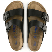Birkenstock Women's Arizona Black Leather Sandals with Soft Footbed