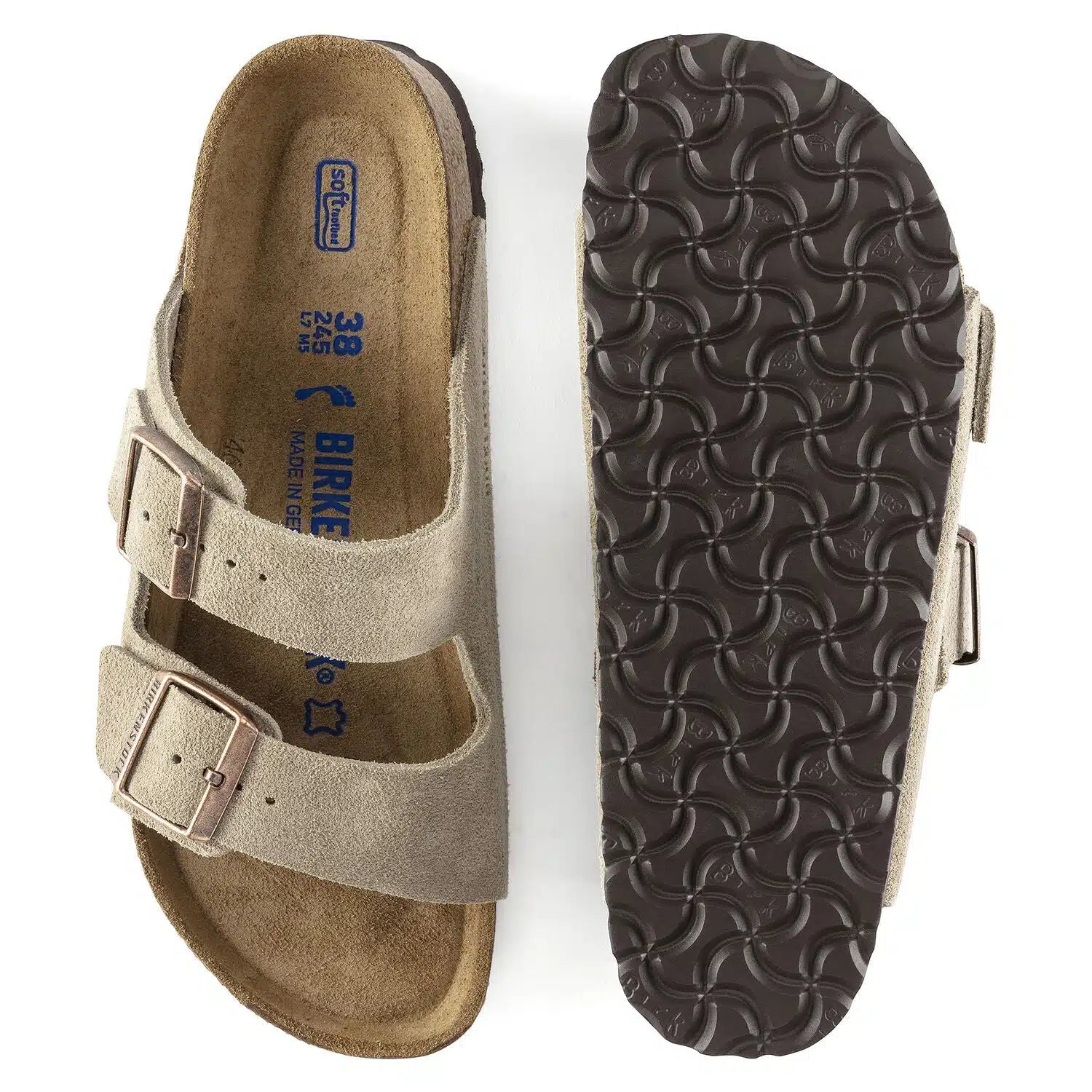 Birkenstock Arizona Khaki Suede Leather Sandals with Soft Footbed