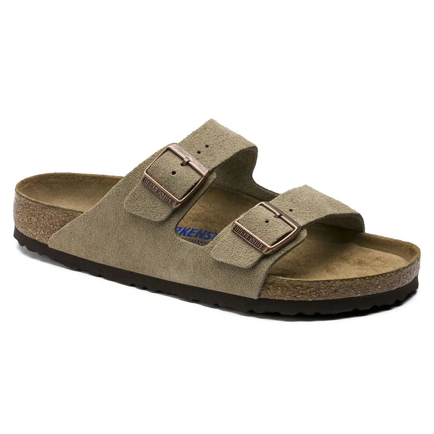 Birkenstock Arizona Khaki Suede Leather Sandals with Soft Footbed