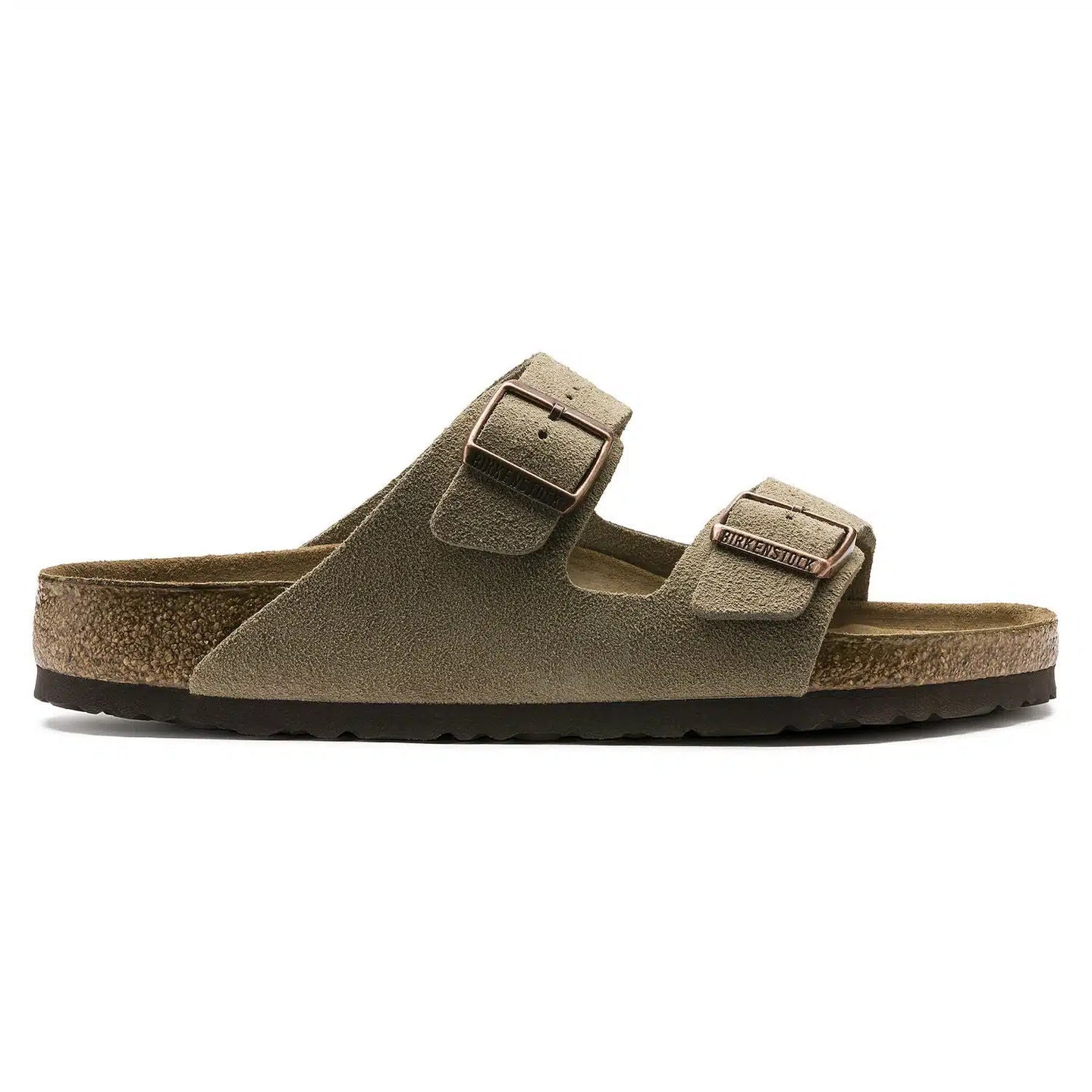 Birkenstock Arizona Khaki Suede Leather Sandals with Soft Footbed