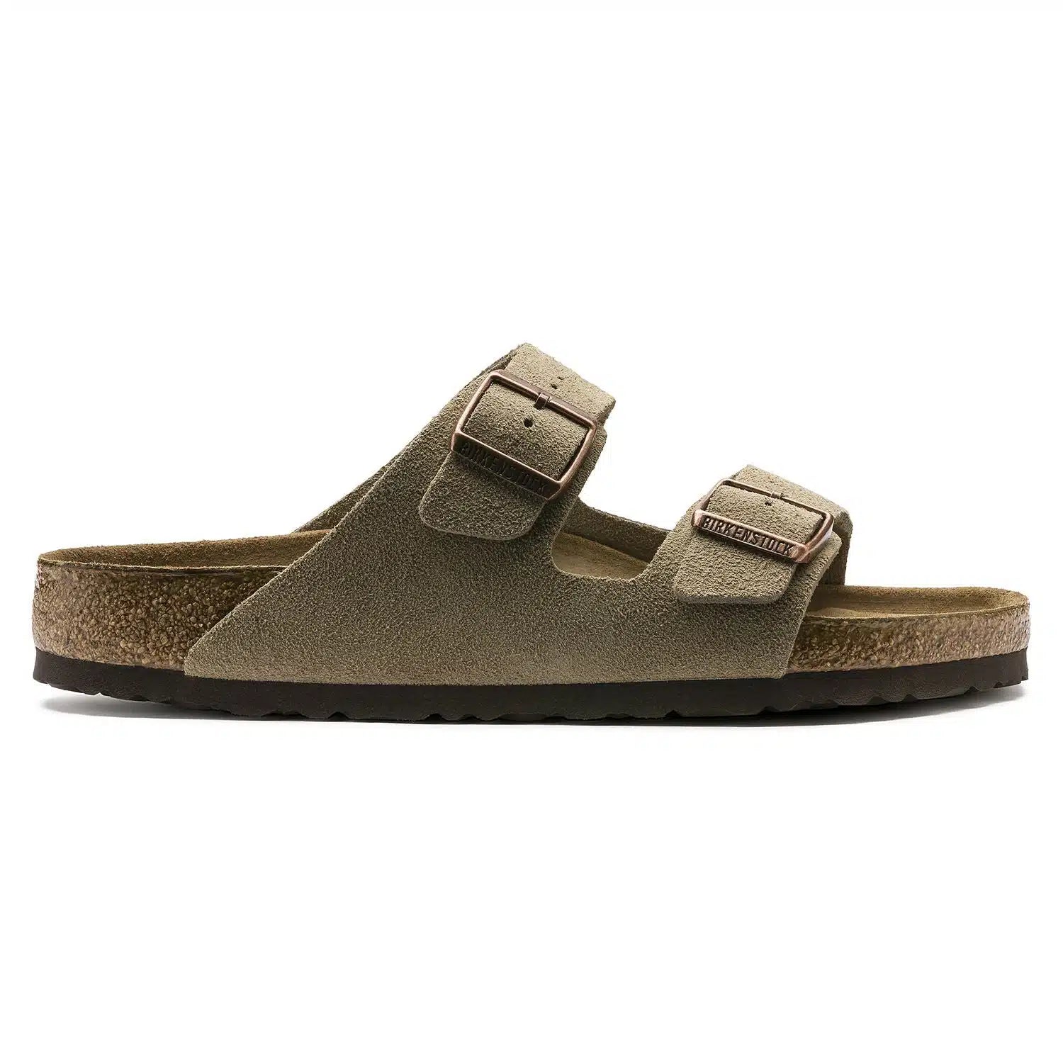 Birkenstock Arizona Khaki Suede Leather Sandals with Soft Footbed