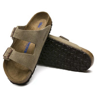 Birkenstock Arizona Khaki Suede Leather Sandals with Soft Footbed