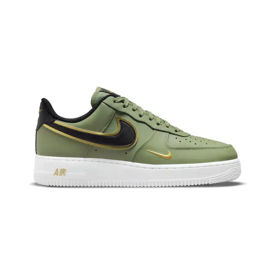 Nike Air Force 1 Low - Olive Green with Dual Black and Gold Swoosh