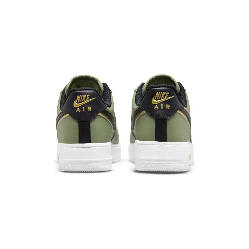 Nike Air Force 1 Low - Olive Green with Dual Black and Gold Swoosh
