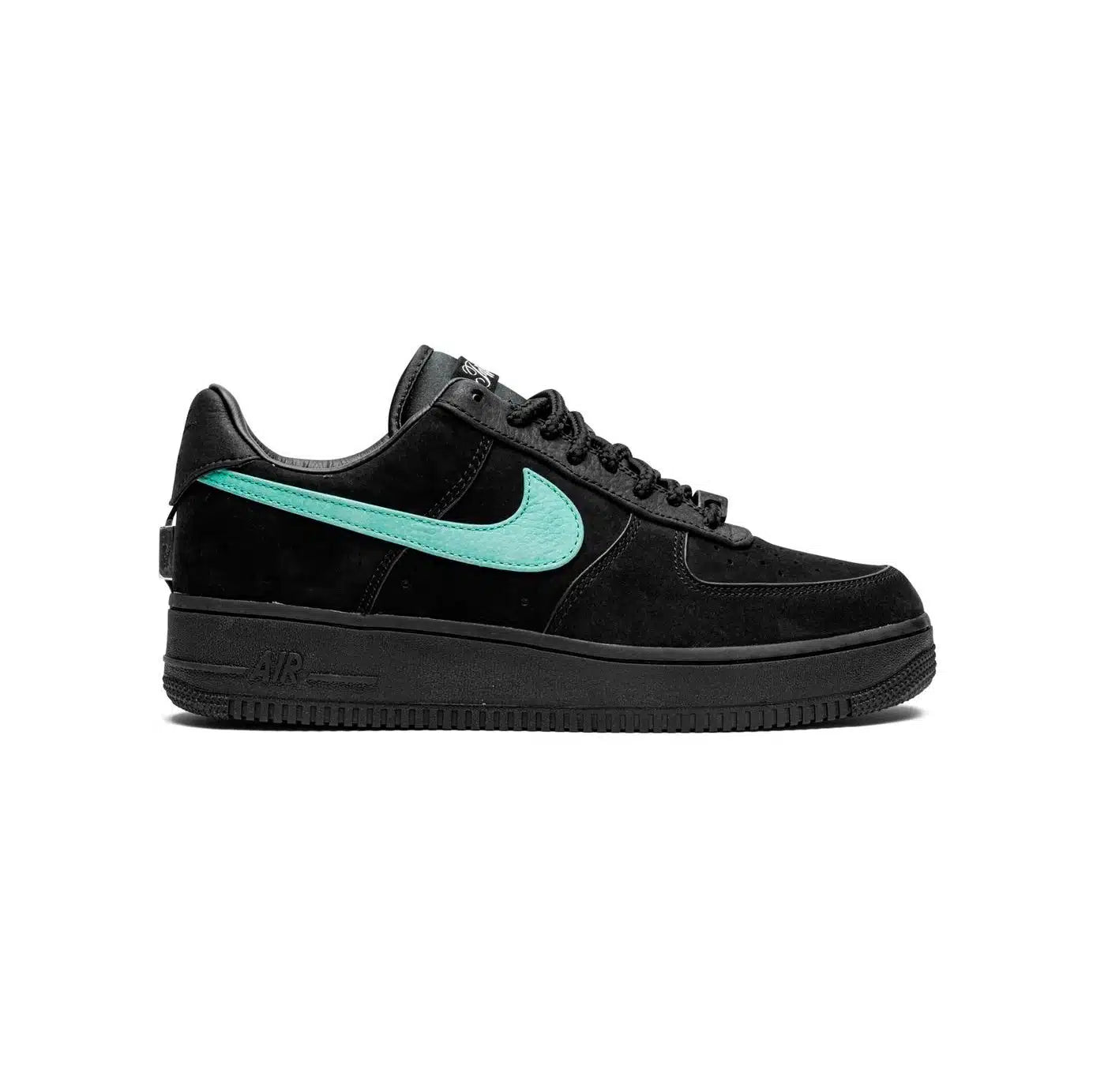Nike Air Force 1 Low Black Suede with Tiffany Green Swoosh