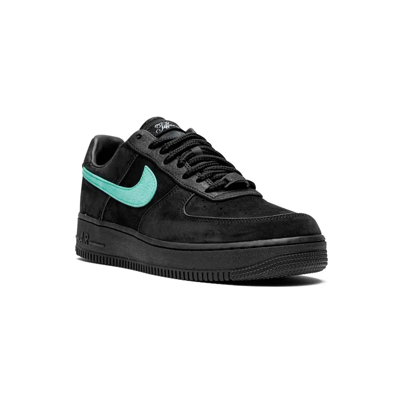 Nike Air Force 1 Low Black Suede with Tiffany Green Swoosh