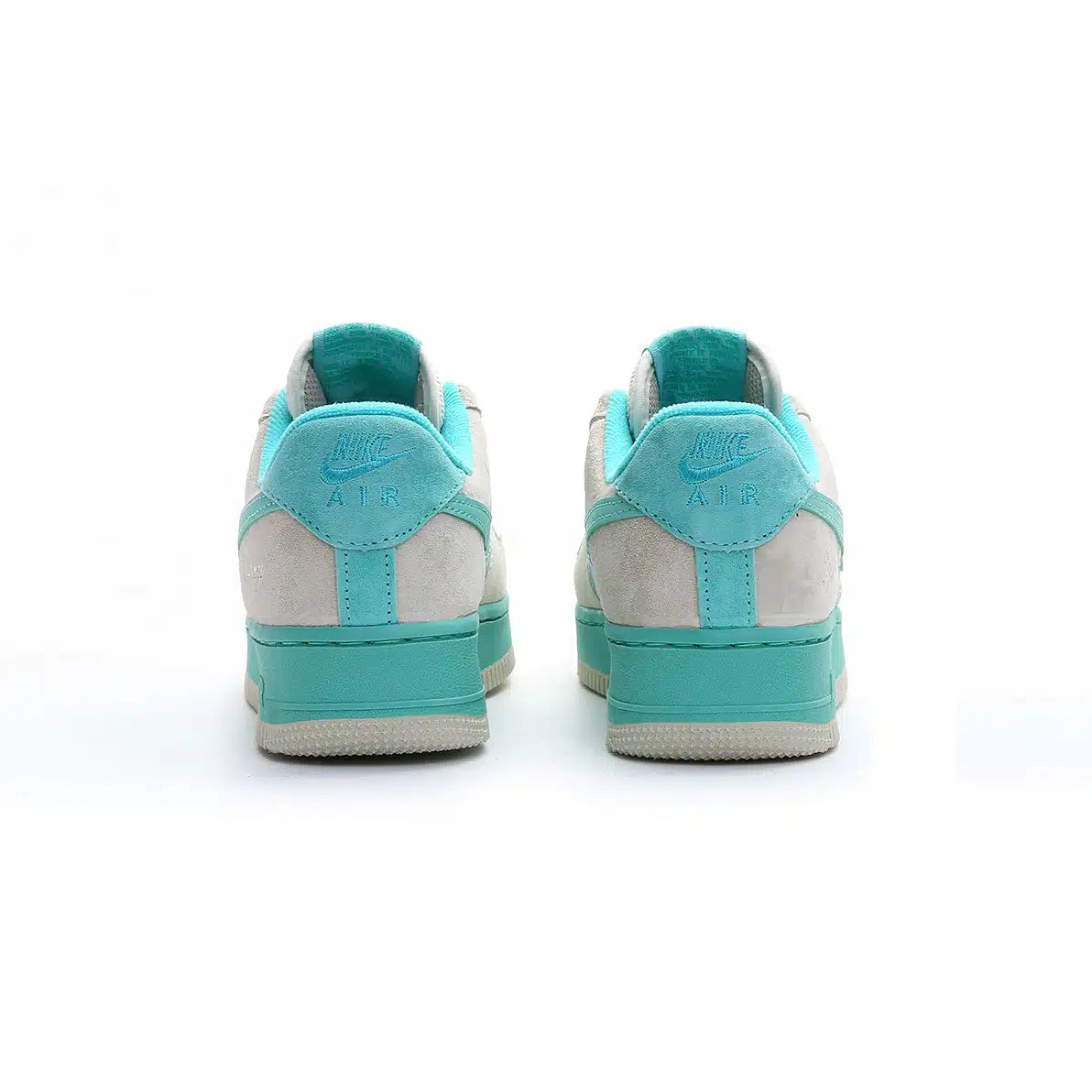 Nike Air Force 1 Low Sand with Aqua Blue Swoosh