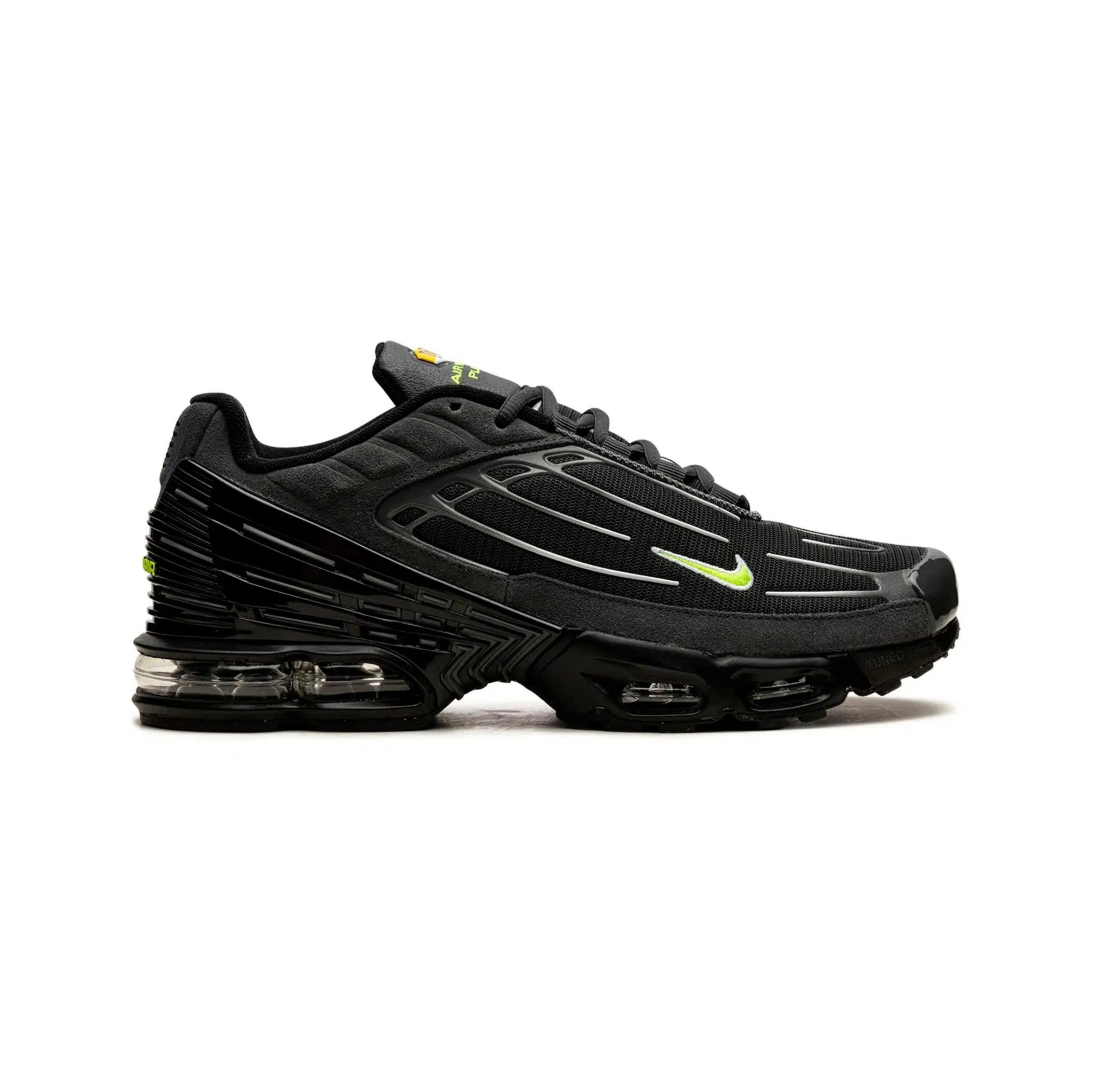 Nike Air Max Plus 3 Men's Sneakers - Black Volt Futuristic Design