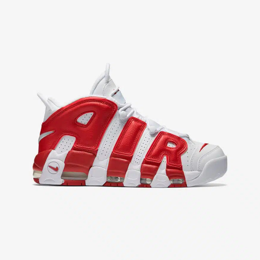 Nike Air More Uptempo Men's Sneakers in White & Varsity Red