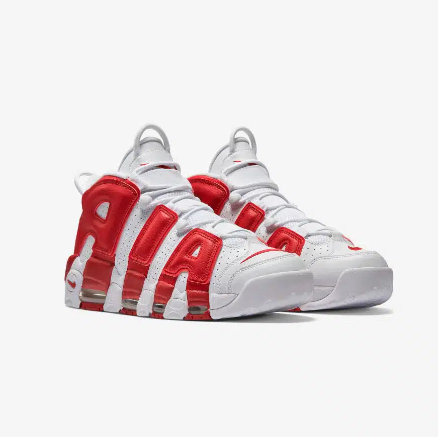 Nike Air More Uptempo Men's Sneakers in White & Varsity Red