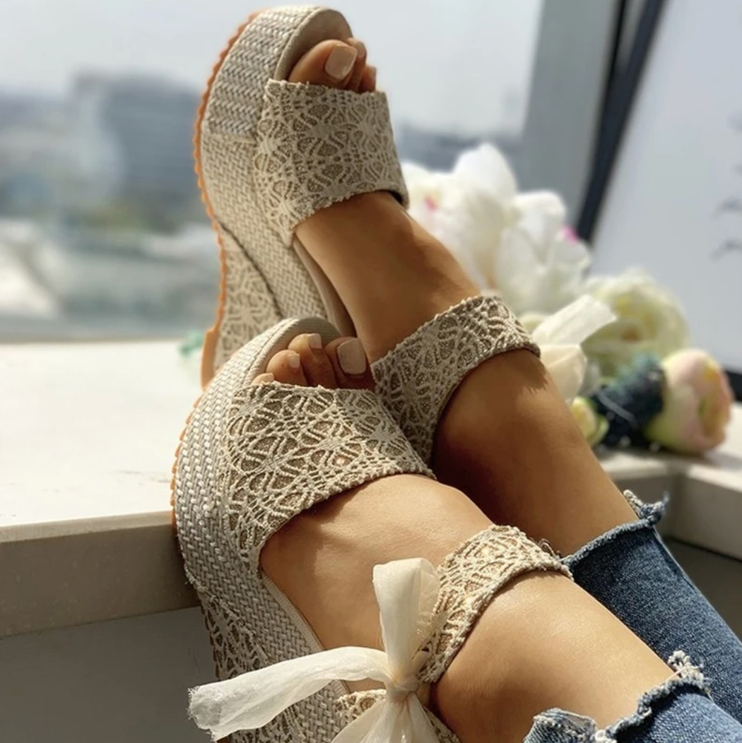 Couture-Moda Women's Stylish Wedge Heel Slip-On Sandals – Summer Platform Shoes