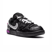 Nike x Off-White Dunk Low in Black with Silver and Purple Accents