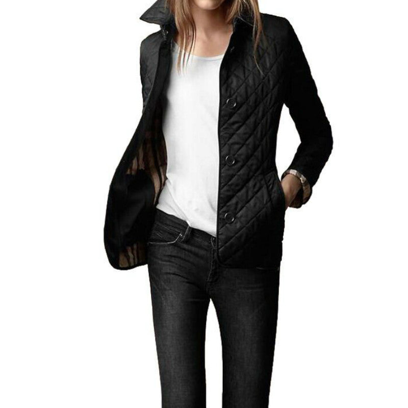 Chic Women's Lightweight Quilted Coat with Button Closure
