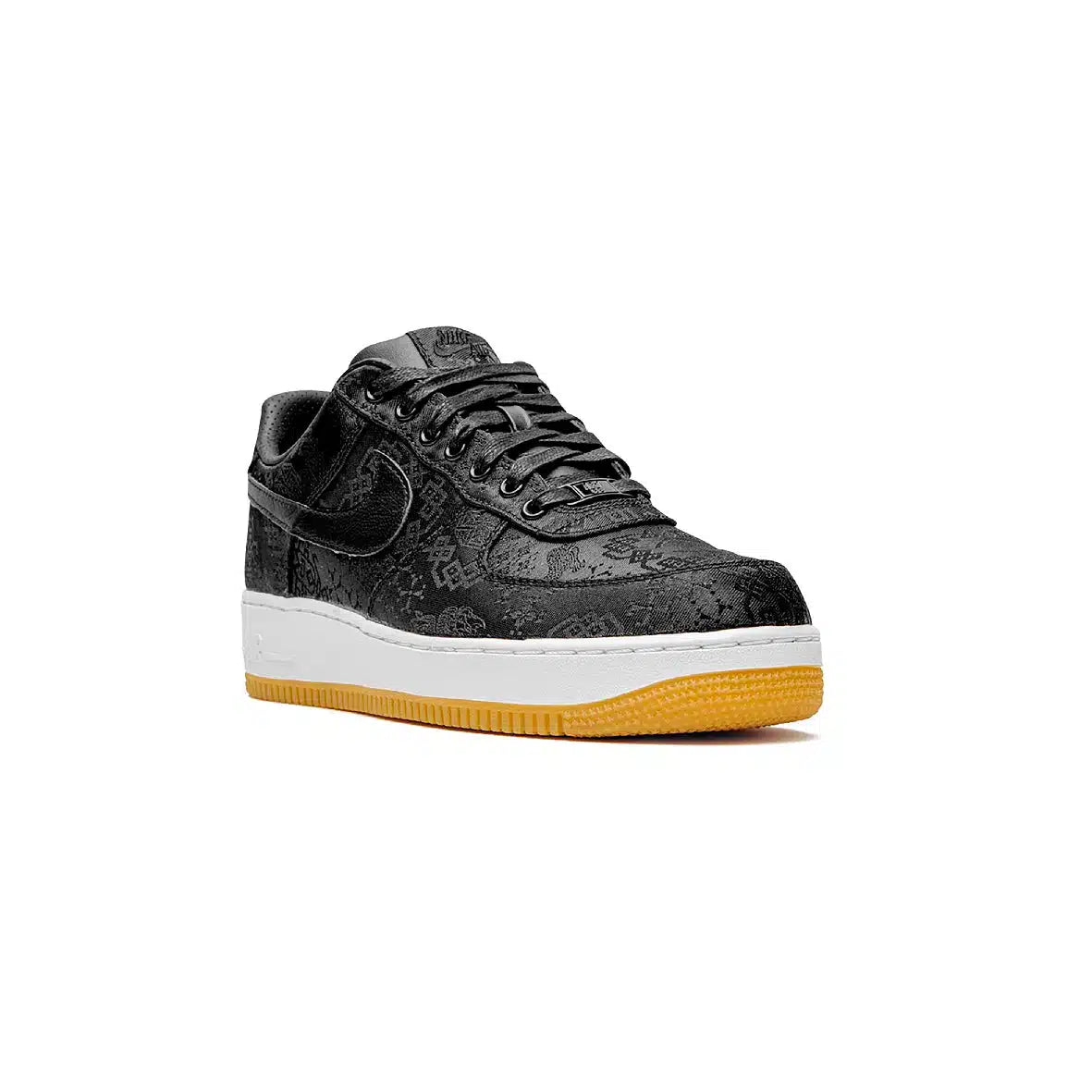 Nike Air Force 1 Low x Clot Black Silk Sneakers with Gum Sole