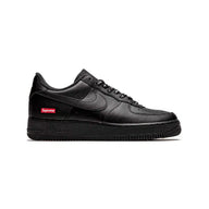 Nike Air Force 1 Low: Black Leather with Distinctive Red Supreme Details