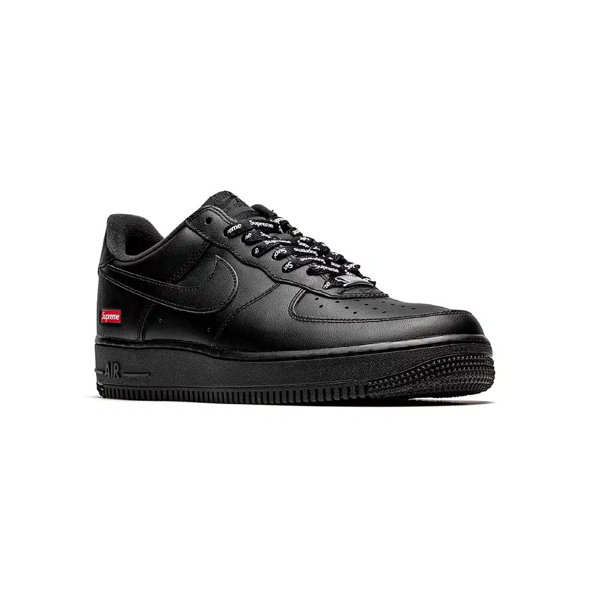 Nike Air Force 1 Low: Black Leather with Distinctive Red Supreme Details