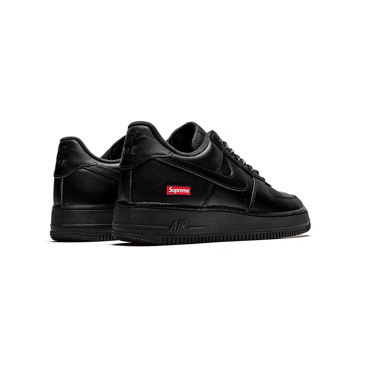 Nike Air Force 1 Low: Black Leather with Distinctive Red Supreme Details