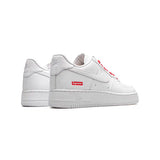 Nike Air Force 1 Low White Sneakers with Bold Supreme Red Accents