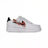 Nike Air Force 1 Low Sneakers: White with Red Swoosh & Carabiner