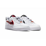 Nike Air Force 1 Low Sneakers: White with Red Swoosh & Carabiner